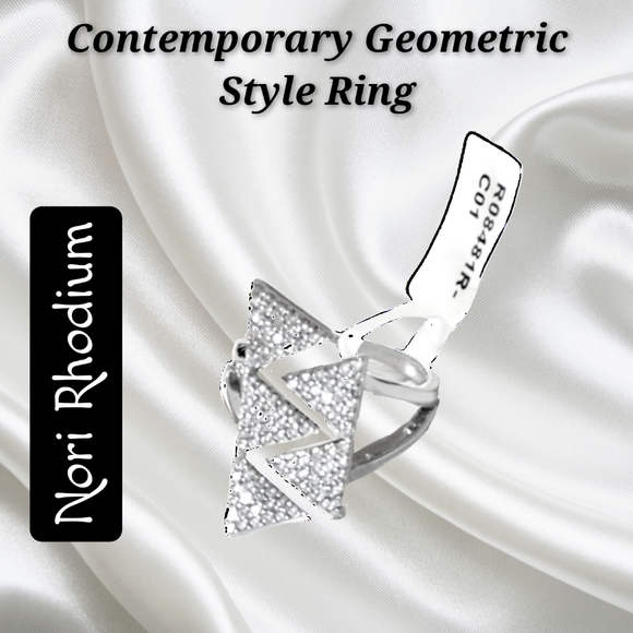 Nori Rhodium ~ Contemporary Geometric Style Ring - Picture 8 of 9